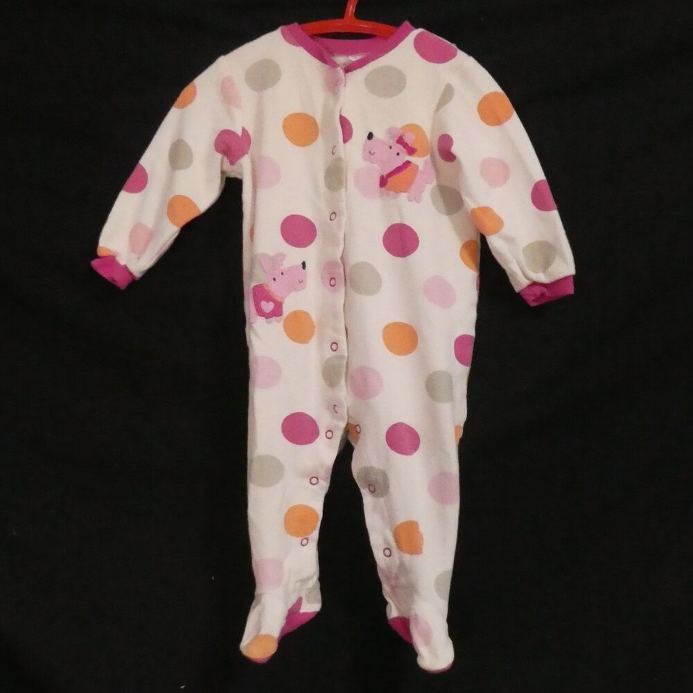 PEKKLE | 9 months | Charming Multicolor Polka Dot Baby Onesie | Dogs On Front